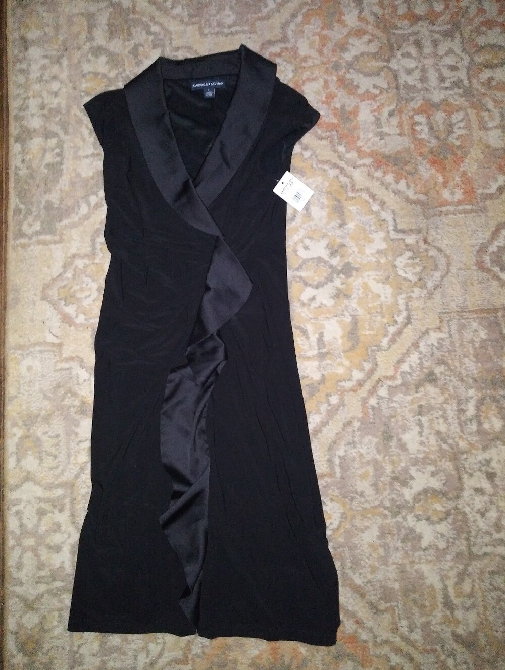 NWT American Living Black Sleeveless Sheath Dress Size 4 Ruffle